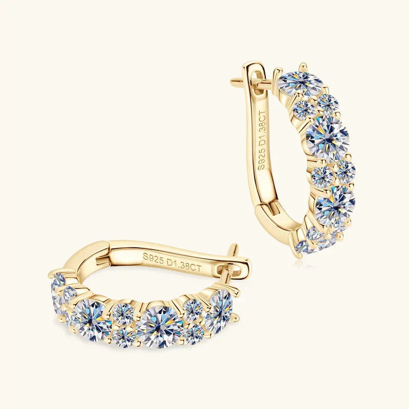 Gold Zirconia Stud Hoop Earrings