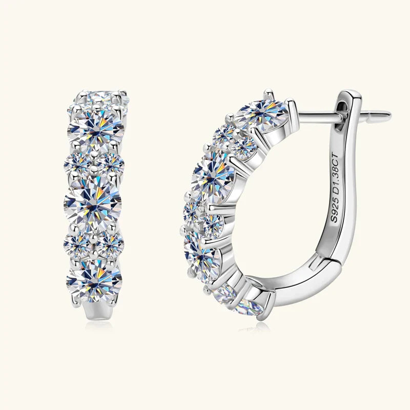 Gold Zirconia Stud Hoop Earrings