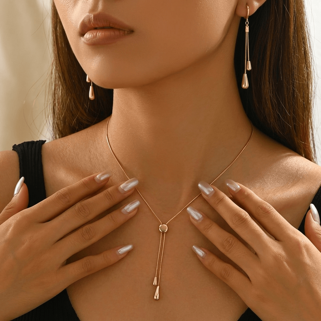 Teardrop Chain Pendant Jewelry Set