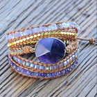 Handmade Natural Amethyst Gemstone Leather Wrap Bracelet