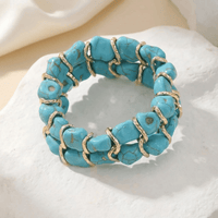 Turquoise Stone Woven Gold Bracelet