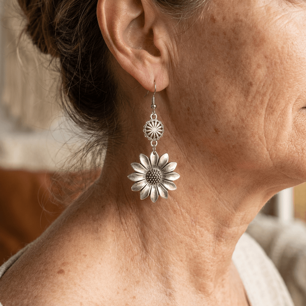 Vintage Bohemian Sunflower Drop Earrings
