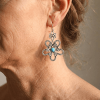 Vintage Bohemian Turquoise Flower Drop Earrings