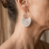 Bohemian Spiral Oxidized Dark Disc Silver Plated Earrings