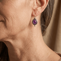 Vintage Boho Purple Gemstone Silver Plated Drop Earrings
