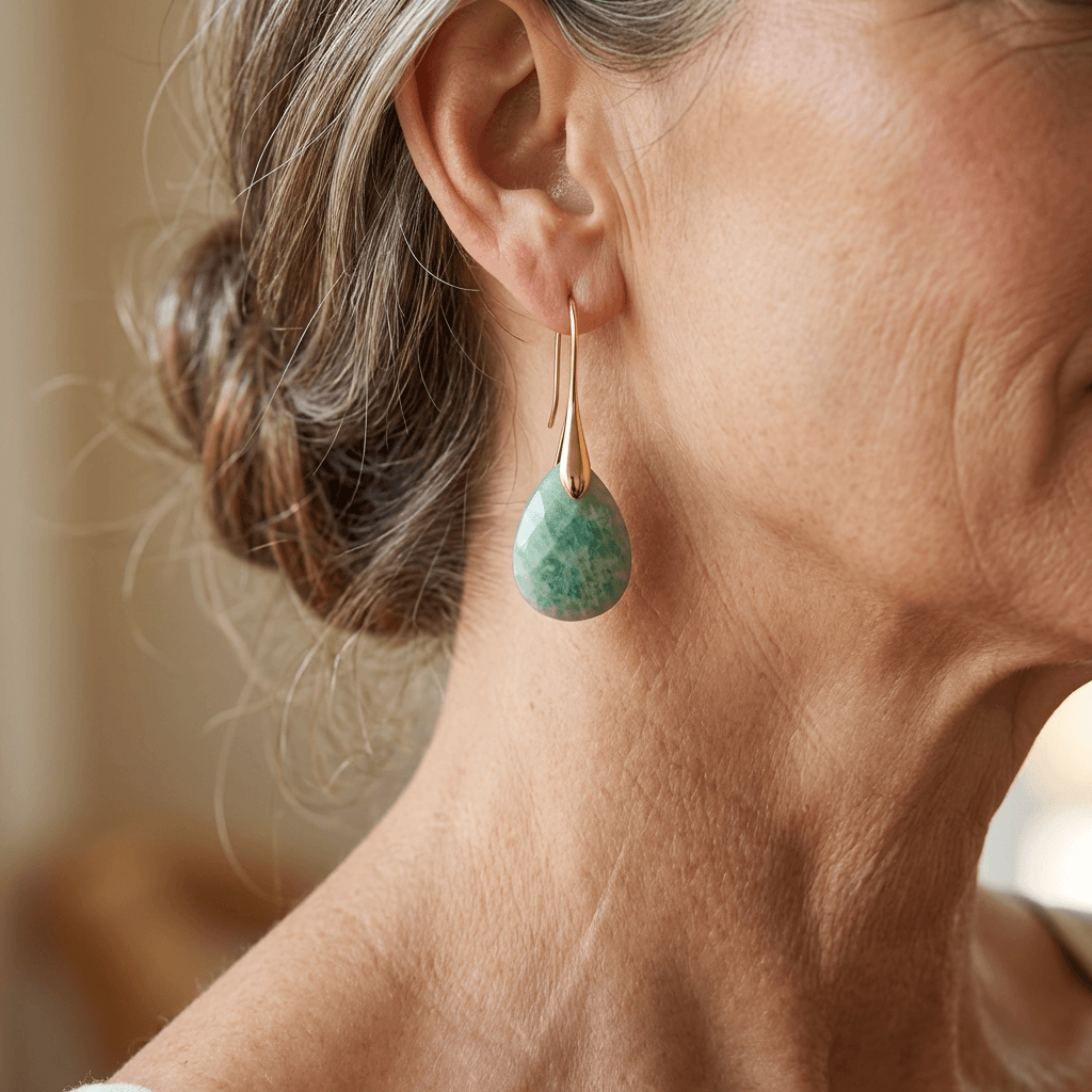 Elegant Natural Stone Amazonite Teardrop Earrings