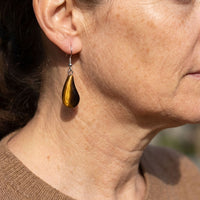 Elegant Tiger Eye Water Drop Design Earrings
