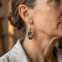 Natural Stone Black Yellow Stone Drop Earrings