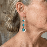 Bohemian Petal Shaped Turquoise Drop Earrings
