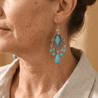 Elegant Bohemian Design Turquoise Clear Drop Earrings