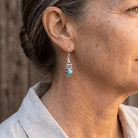 Vintage Boho Style Turquoise Filigree Teardrop Earrings