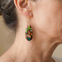 Vibrant Multicolor Natural Stone Teardrop Earrings