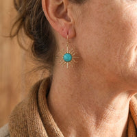 Western Boho Sun Shape Turquoise Drop Earrings