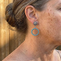Vintage Bohemian Style Turquoise Concho Hoop Earrings