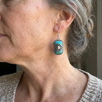 Bohemian Vintage Aztec Geometric Turquoise Drop Earrings