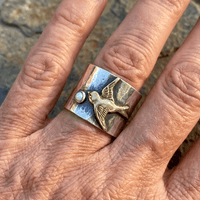 Vintage Nature Inspired Silver Plated Hummingbird Ring