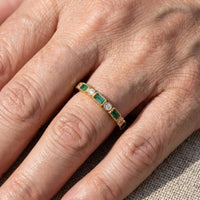 Vintage Gold Plated Inlaid Green Crystal Ring