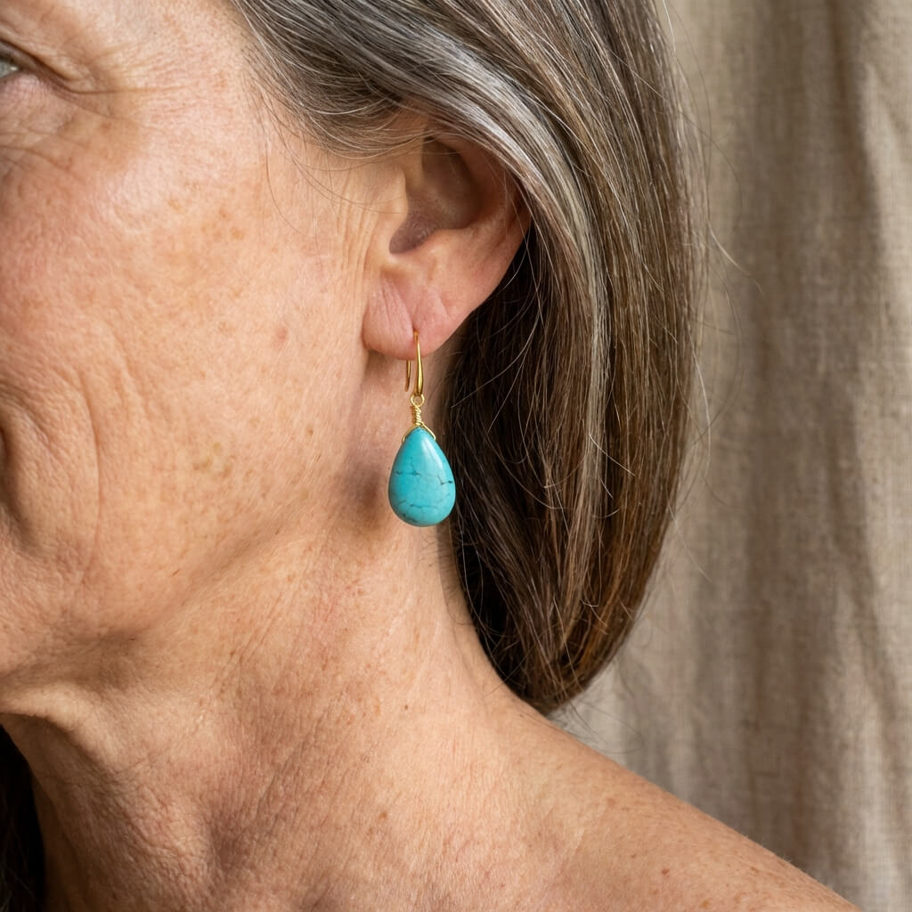 Elegant Vintage Turquoise Teardrop Earrings
