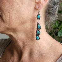 Vintage Style Turquoise Leaf Drop Earrings