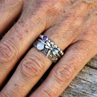 Vintage Handmade Dragonfly Purple Zirconia Ring