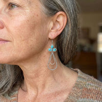 Elegant Vintage Turquoise Clover Teardrop Earrings