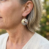 Vintage Silver Design Bird Medallion Drop Earrings