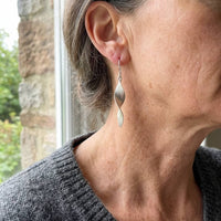 Minimalist Handmade Twisted Silver Drop Earrings