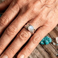 Celestial Stars Moon and Moonstone Fidget Silver Ring