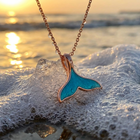Gold Dolphin Tail with Blue Opal Inlay Necklace