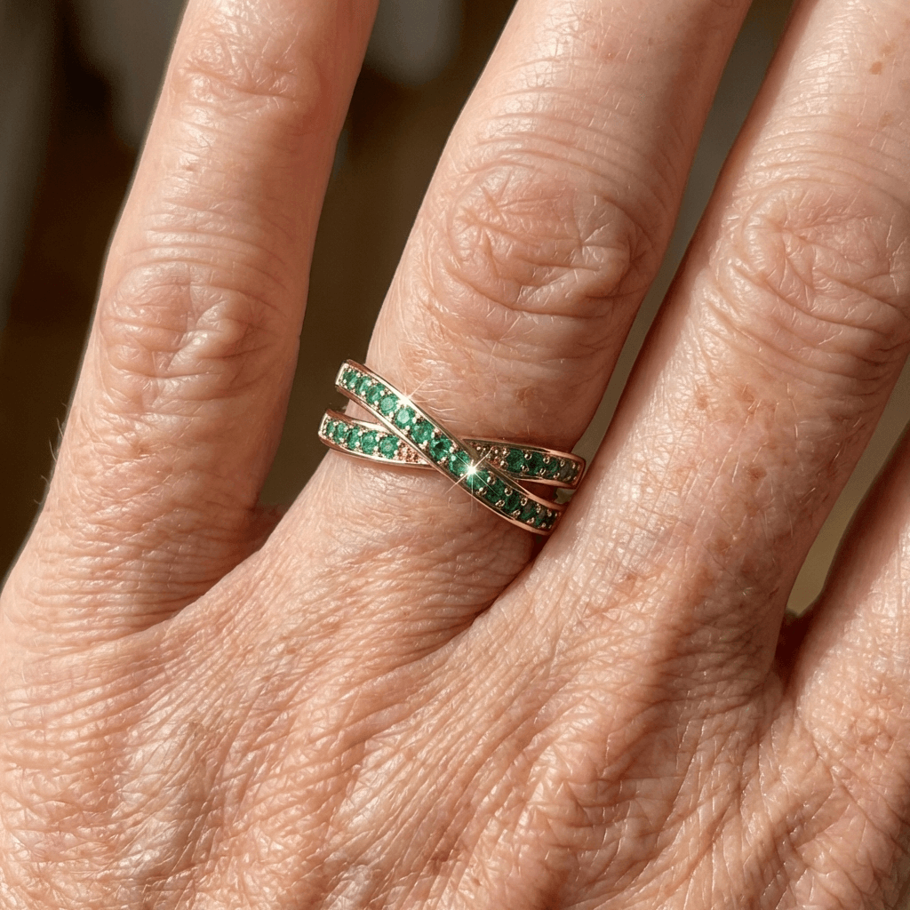 Elegant Minimalist Crossover Twisted Gold Plated Zirconia Ring