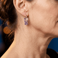 Elegant Purple Zirconia Gold Plated Hoop Earrings