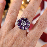 Elegant Stylish Purple Zirconia Flower Ring