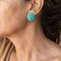 Elegant Palace Style Turquoise Cluster Stud Earrings