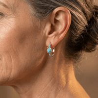 Vintage Turquoise Turtle Round Hoop Earrings