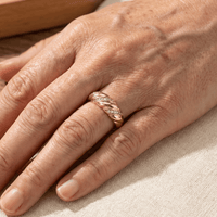 Elegant Zirconia Inlaid Twisted Design Gold Plated Ring