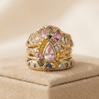 Cocktail Colorful Stones Forged Gold Ring