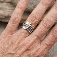 Retro Handcrafted Mixed Metal Multi Strand Wide Band