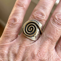 Bohemian Metal Silver & Gold Color Swirl Circular Wide Open Ring