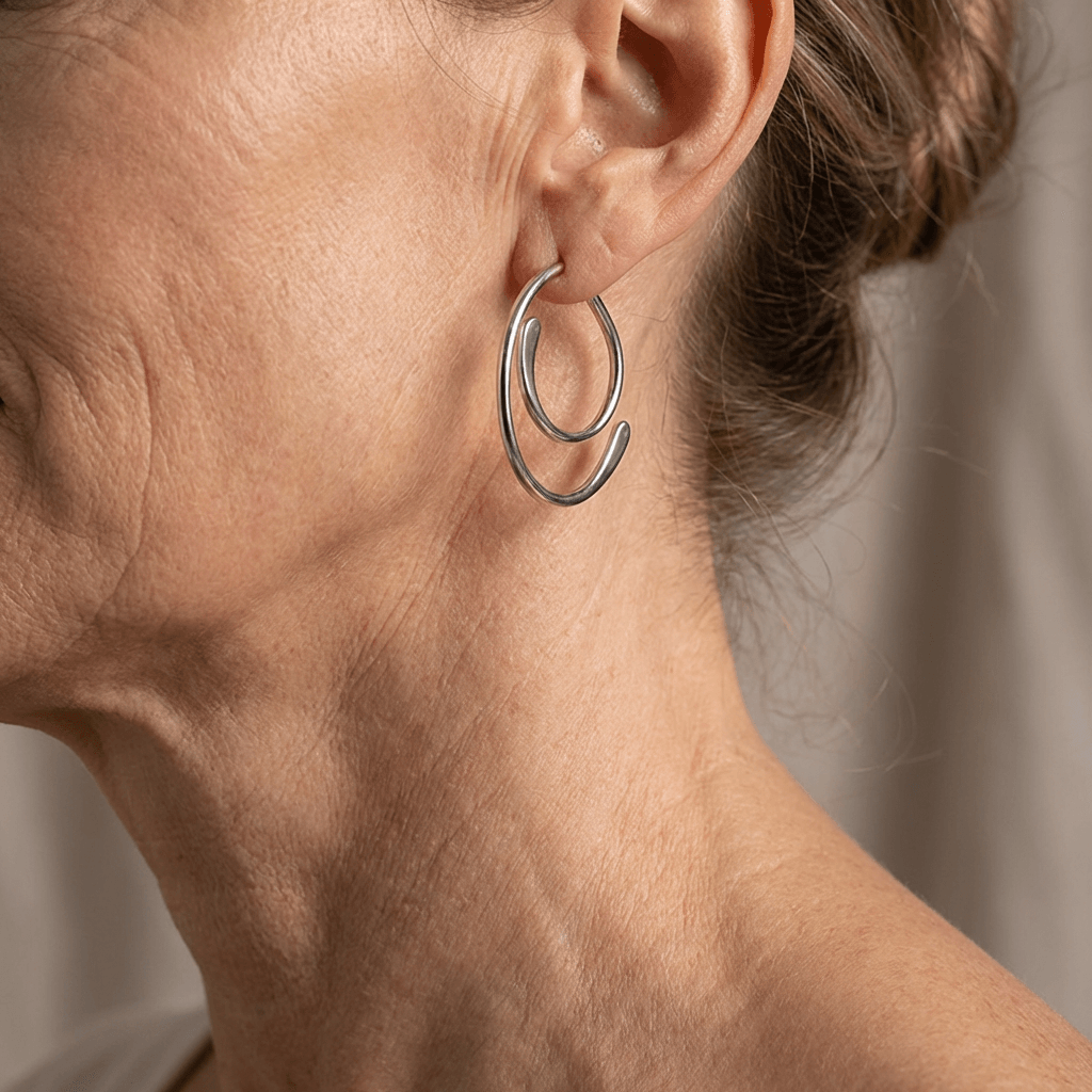 Vintage Simple Patchwork Piercing Silver Plated Earrings