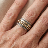 Faith & Love Mixed Metal Spinner Statement Ring