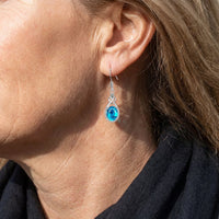 Moss Agate Rounded Drop Bright Earrings