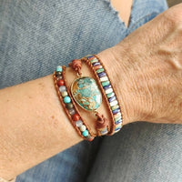 Natural Turquoise & Jasper Wrap Bracelet