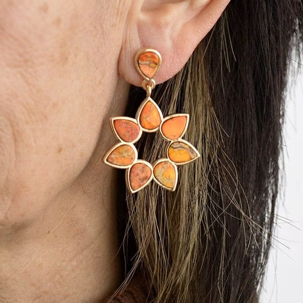 Bohemian Handcrafted Sea Sedient Jasper Stud Earrings