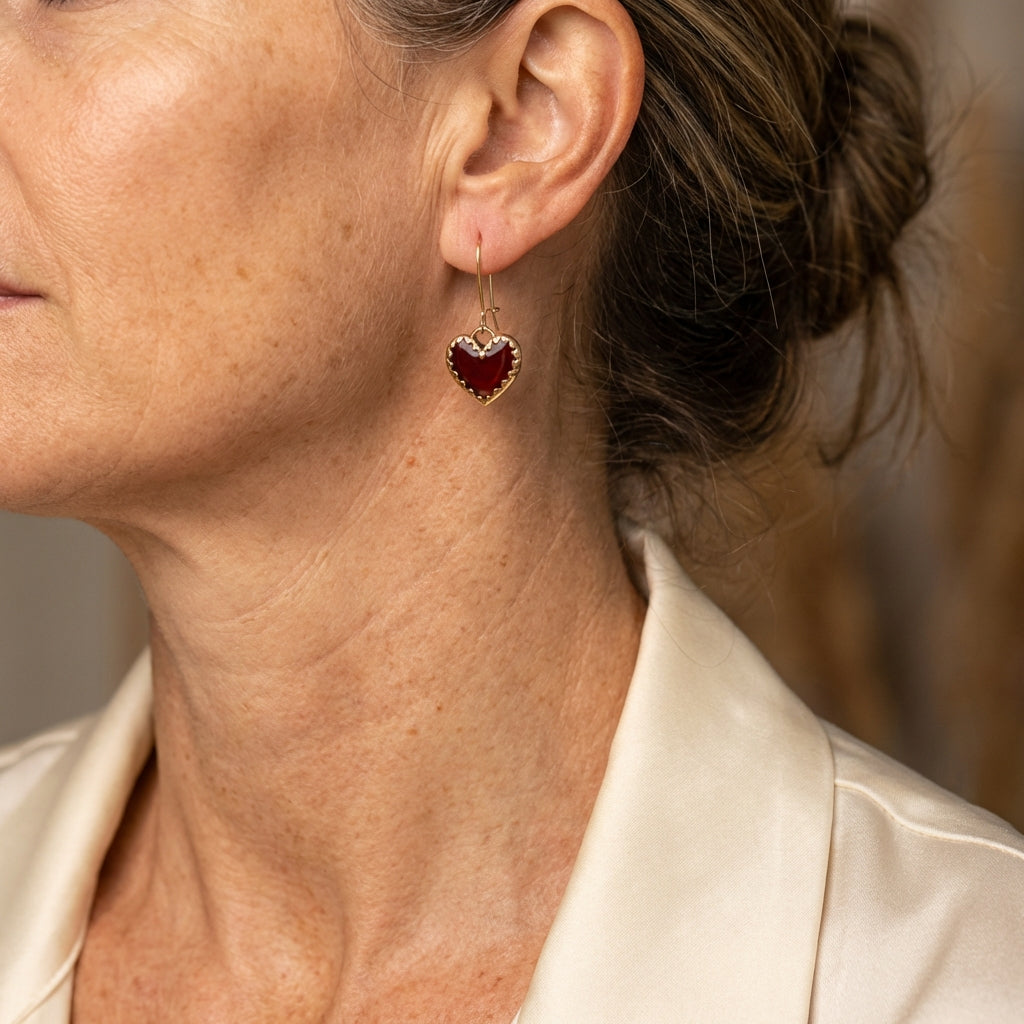 Vintage Bohemian Resin Red Drip Heart Earrings