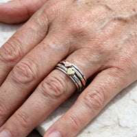 Bohemian Retro Two Tone Heart Wide Ring