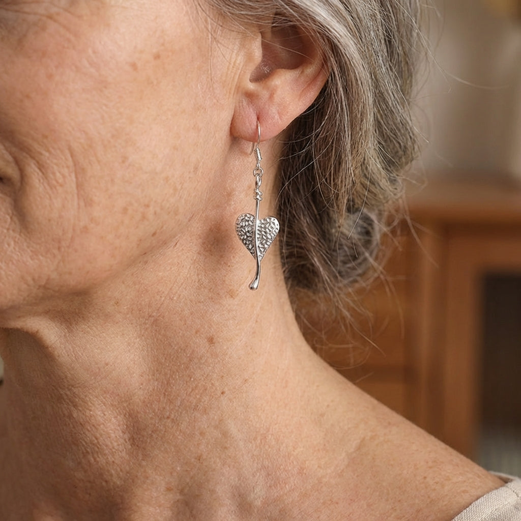 Bohemian Heart Shaped Irregular Plant Leaf Dangle Earrings