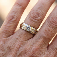 Bohemian Vintage Zirconia Wide Two-Tone Rings Set