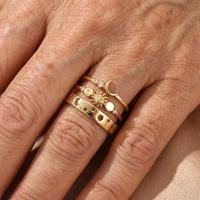 Vintage Style Half Moon Inlaid Zirconia Stackable Ring Set