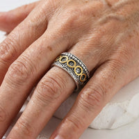 Retro Two-Tone Copper and Silver Multi-Circle Ring