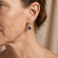 Vintage Gold Plated Purple Cubic Zirconia Drop Earrings
